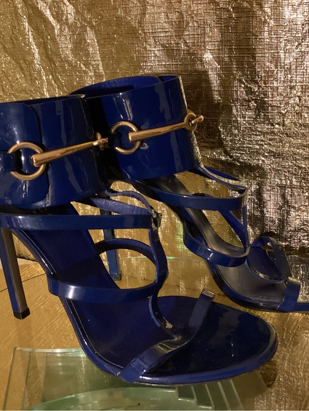 Gucci Blue Strappy High Heel Sandals - Picture 2 of 7